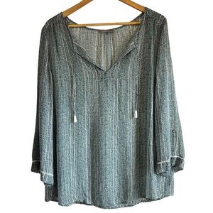 NILE semi sheer viscose split neck peasant top size L like new condition